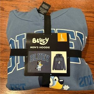 Bluey Men's and Big Men's Graphic Hoodie, Size L, Blue NWT With Pouch Pocket